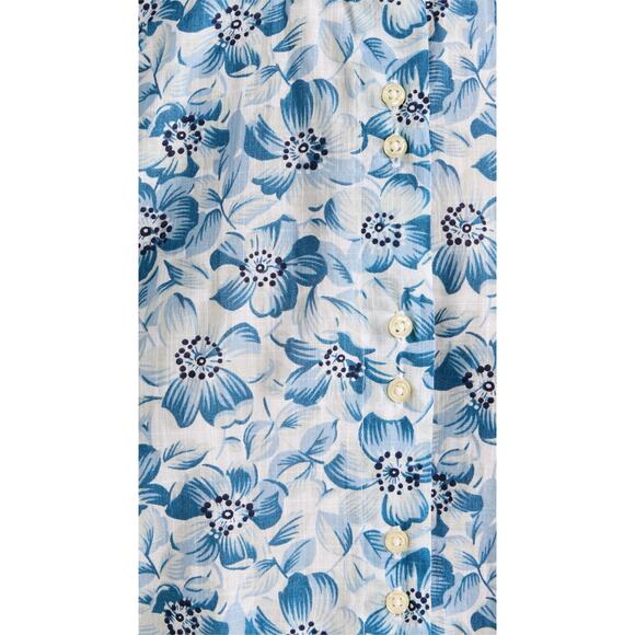 THE GREAT. The Wren Blue Floral Cotton Cap Sleeve Button Down Top size 0 or XS - Picture 11 of 14